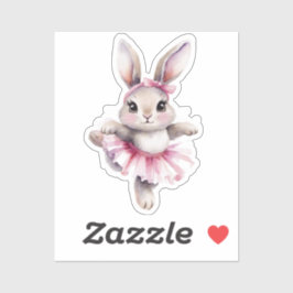 Cute Watercolor Konijn Ballerina Verjaardag Sticker