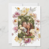 Cute Watercolor Konijn | Lente Bloemen | Foto Feestdagenkaart (Achterkant)