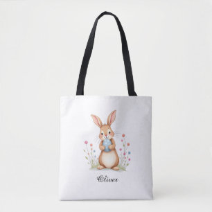 Cute Watercolor Konijn Pasen Eierzoektocht Boodsch Tote Bag