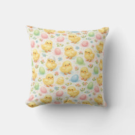 Cute Watercolor Kuiken & Ei Pasen Worp Kussen