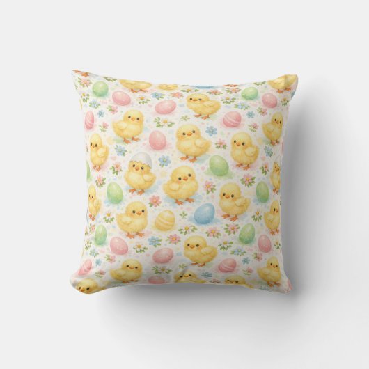 Cute Watercolor Kuiken & Ei Pasen Worp Kussen (Voorkant)