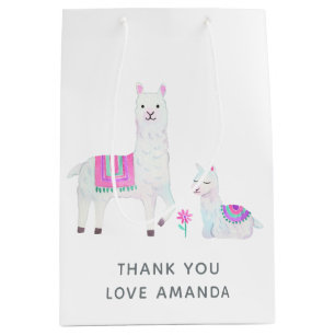 Cute Watercolor Lama thema Baby Shower Medium Cadeauzakje