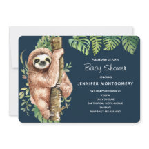 Cute Watercolor Luiaard & Tropische Bladeren Douch