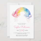 Cute Watercolor Modern  Rainbow Baby Shower Kaart (Voorkant)