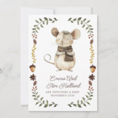 Cute Watercolor Mouse Pregnancy Announcement Aankondiging (Voorkant)
