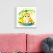 Cute Watercolor Mouse Under Umbrella Canvas Art ! (Insitu (Woonkamer))