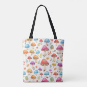 Cute Watercolor Mushroom Pattern Tote Bag (Achterkant)