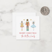 Cute Watercolor Nutcracker Ballerinas Christmas Notitiekaartje (Voorkant / Achterkant in situ)