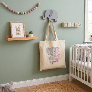 Cute watercolor olifant baby boodschappentas tote bag