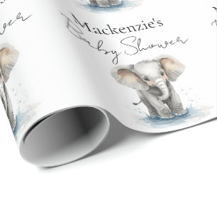 Cute Watercolor Olifant Baby Shower Cadeaupapier