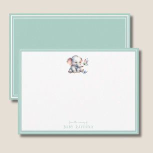 Cute Watercolor Olifant Baby Shower Notitiekaart Notitiekaartje