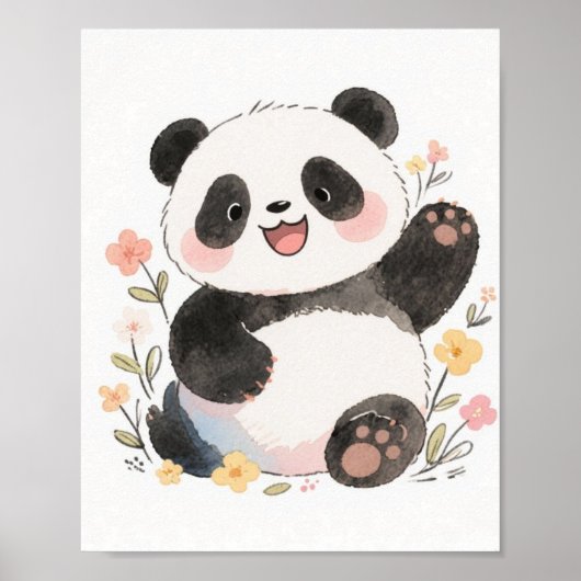 Cute Watercolor Panda Poster -> Aardige waterverf (Voorkant)