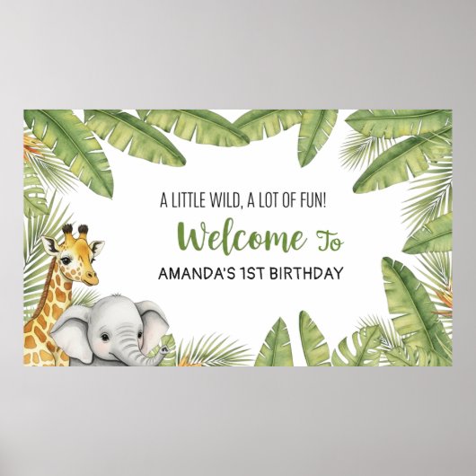 Cute Watercolor Party Animals Birthday Poster (Voorkant)