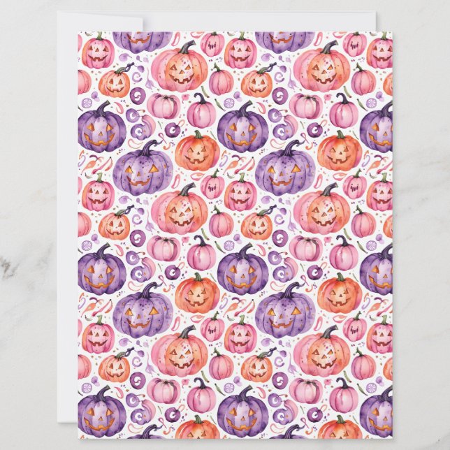 Cute Watercolor Pastel Halloween Pumpkin Paper (Voorkant)