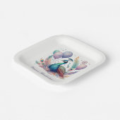 Cute Watercolor Peacock Balloons Birthday  Papieren Bordje (Gebogen)