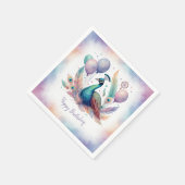 Cute Watercolor Peacock Balloons Birthday Servet (Hoek)