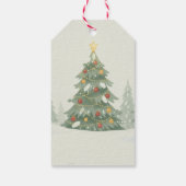 Cute Watercolor Penguin Christmas Forest Cadeaulabel (Achterkant)