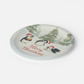 Cute Watercolor Penguins Christmas Forest Papieren Bordje (Gekanteld)
