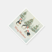 Cute Watercolor Penguins Christmas Forest Servet (Hoek)