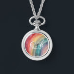 Cute Watercolor Personalized Rainbow Necklace   Horloge<br><div class="desc">Brighten your look with these cute watercolor rainbow necklace,  featuring a soft,  hand-painted design. Personalize them with your name or monogram for a playful and stylish accessory that’s uniquely yours. A perfect gift for kids,  teens,  or anyone who loves color and custom flair!</div>