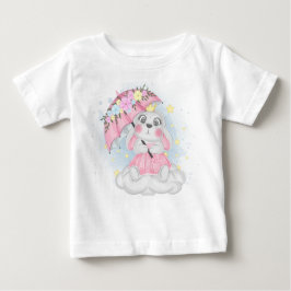 CUTE WATERCOLOR PINK EASTER BUNNY WITH UMBRELLA