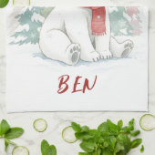 Cute watercolor Polar Bear Theedoek (Gevouwen)