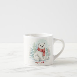Cute watercolor Polar Bear Winter  Espresso Kop