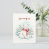 Cute watercolor Polar Bear Winter  Feestdagenkaart (Staand voorkant)