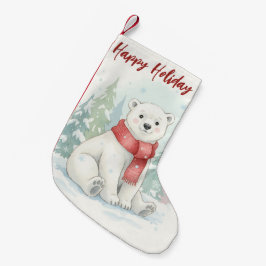 Cute watercolor Polar Bear Winter Kleine Kerstsok
