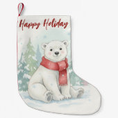 Cute watercolor Polar Bear Winter Kleine Kerstsok (Voorkant)