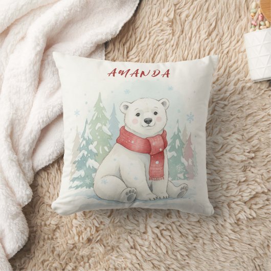 Cute watercolor Polar Bear Winter  Kussen (Deken)