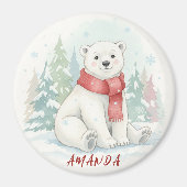 Cute watercolor Polar Bear Winter  Magneet (Voorkant)