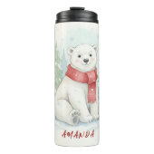 Cute watercolor Polar Bear Winter  Thermosbeker (Voorkant)