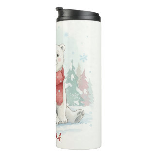 Cute watercolor Polar Bear Winter  Thermosbeker