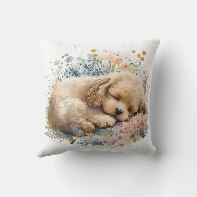 Cute Watercolor Poodle Dog Kussen (Achterkant)