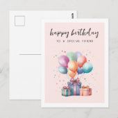 Cute Watercolor Presenteert Ballonnen Vriend Verja Briefkaart (Voorkant / Achterkant)