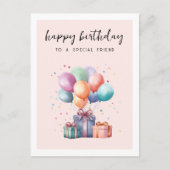 Cute Watercolor Presenteert Ballonnen Vriend Verja Briefkaart (Voorkant)