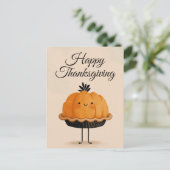  Cute Watercolor Pumpkin Pie Happy Thanksgiving  Briefkaart (Staand voorkant)