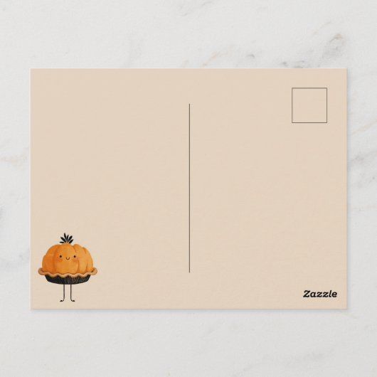  Cute Watercolor Pumpkin Pie Happy Thanksgiving  Briefkaart (Achterkant)
