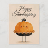  Cute Watercolor Pumpkin Pie Happy Thanksgiving  Briefkaart (Voorkant)
