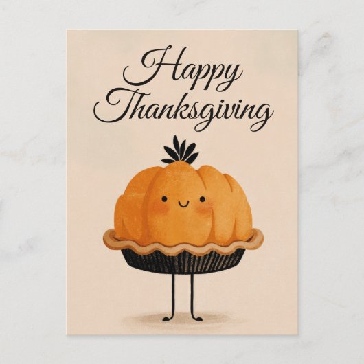  Cute Watercolor Pumpkin Pie Happy Thanksgiving  Briefkaart (Voorkant)