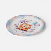 Cute Watercolor Red Kitten Balloons Birthday Papieren Bordje (Gekanteld)