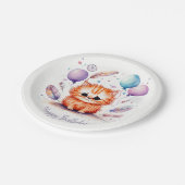 Cute Watercolor Red Kitten Balloons Birthday  Papieren Bordje (Gekanteld)