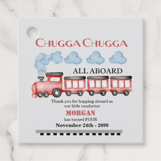 Cute Watercolor Red Train Any Age Birthday Bedankjes Labels (Voorkant)