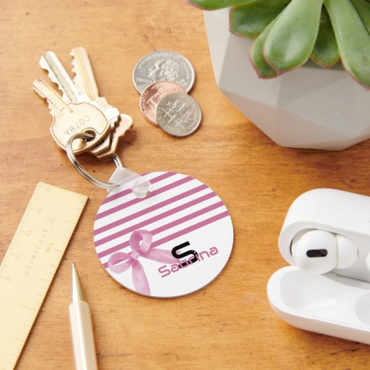 Cute Watercolor Roze Strikken Sleutelhanger (Bureau)