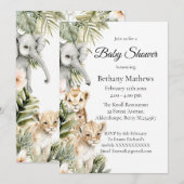 Cute Watercolor Safari Baby Animals Baby Shower  Kaart (Voorkant / Achterkant)