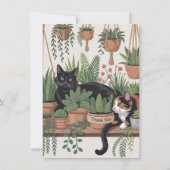 Cute Watercolor Script Botanical Cat Bedankkaart (Voorkant)