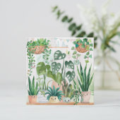 Cute Watercolor Script Botanical Houseplant Bedankkaart (Staand voorkant)