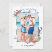 Cute Watercolor Seas and Greetings Photo Feestdagenkaart (Voorkant)