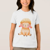 Cute Watercolor Sleeping Baby Lamb Illustration Tri-Blend Shirt (Voorkant)